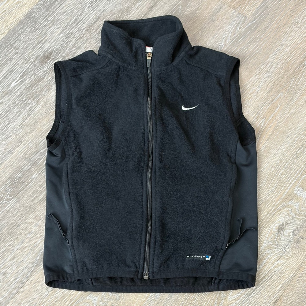 Nike Kids Black Fleece Full Zip Vest Mock Neck H8 LDR Size S‎ 4-6